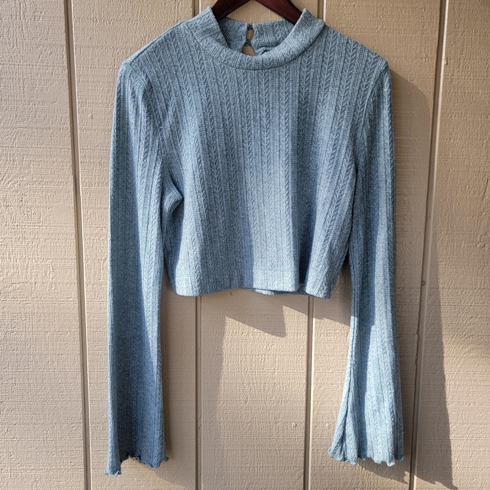Altar'd State Sky Blue Cable Knit Crop Top